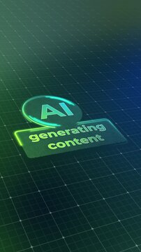 Vertical video animation of a generative AI user interface during the loading process, which generates content and features a lighting effect. Futuristic user interface in action, artificial intellige