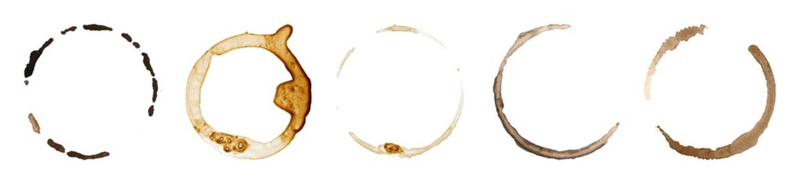 Coffee stain rings on white