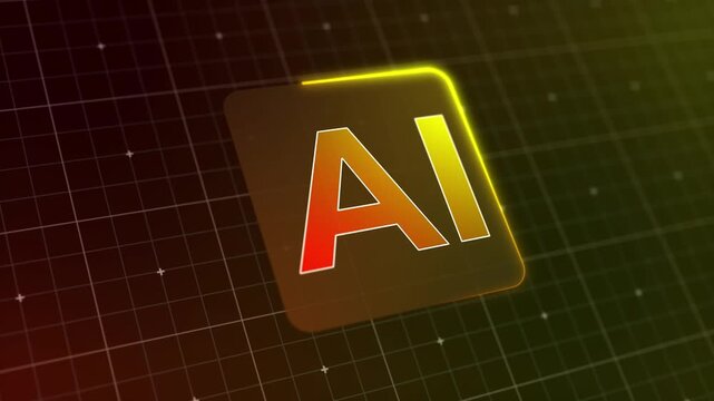 Video animation of a modern AI design icon with a glowing effect. Futuristic user interface in action, artificial intelligence system, advanced AI technology - Ideal for representing digital creativit