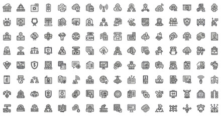Fototapeta premium Comprehensive collection of security and protection line icons for digital and print media.