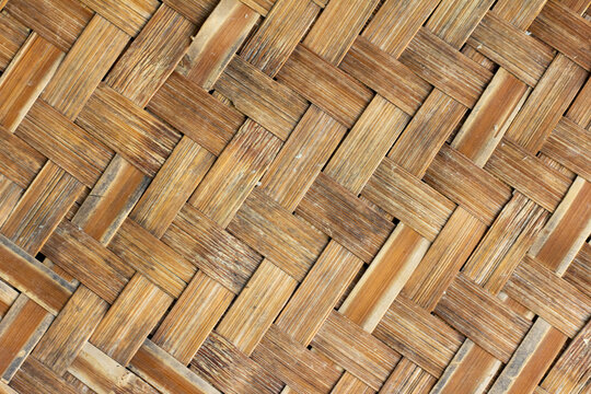 Close up of brown color wooden weave texture background