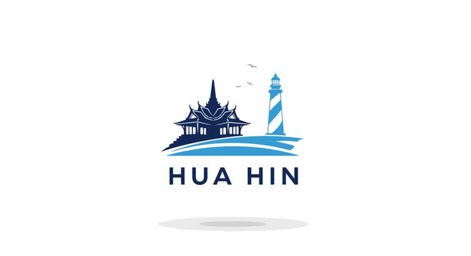Hua Hin Thailand Logo - A Coastal Lighthouse and Temple Design.