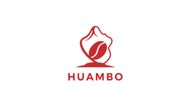 Huambo Coffee Logo - A Red Coffee Bean Design on White Background.