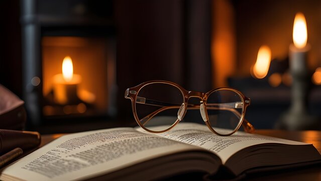 Closed Book and Reading Glasses on Empty Chair