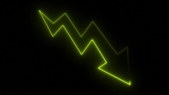 Global business line animation. Abstract glowing neon line business graph growth arrow to down arrow. Global business line animation. 