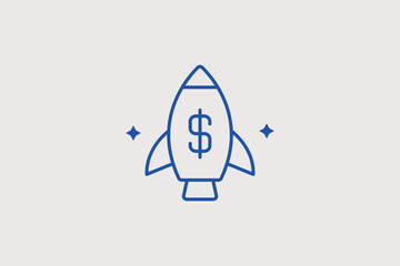 Rocket with dollar sign line icon for rapid financial growth and startup investment success. Dynamic Vector Illustration for venture capital pitch decks and stock market boom reports. © HenryFord