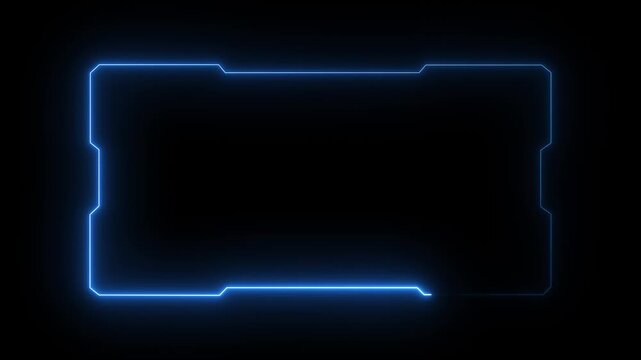 Futuristic digital HUD cyber frame technology for video overlay templates. Digital HUD futuristic motion graphic element cyber generated background. security hologram frame border 4k background
