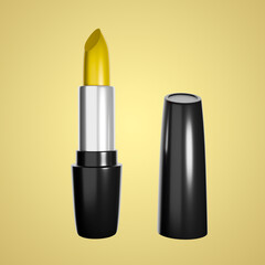 Obraz premium Yellow lipstick tube in a gold and yellow studio scene
