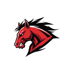 Fototapeta premium Red Horse Head Logo Illustration.