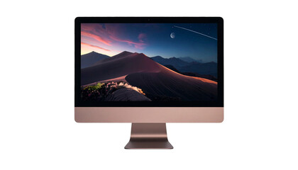 Fototapeta premium Ein schlanker, moderner Computer-Monitor als freigestelltes PNG mit transparentem Hintergrund.