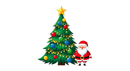 Fototapeta premium Christmas Tree and Santa Claus Festive Holiday Icon
