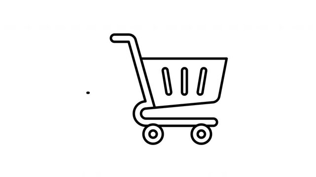 Animated Shopping Cart in line icon style, suitable for ecommerce, retail, online shopping concept illustrations