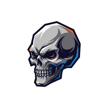Gray Skull with Orange Eyes.