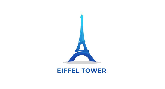 Iconic Blue Eiffel Tower Illustration Depicting Parisian Landmark.