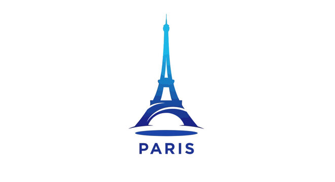 Iconic Blue Eiffel Tower Logo Representing Paris France.