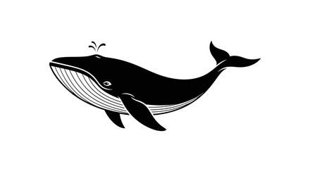 Black and white cartoon whale swimming. © Rendi
