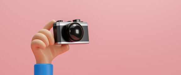 Naklejka premium National camera day. June 29. Holiday concept. Modern graphics of national event celebrations with technology. Illustration of a digital or analog camera. Learn to photograph or take photos. 3d render