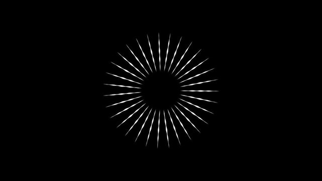 Cartoon firework material with circle blast animation and burst circle firework explosion in 4k resolution featuring ellipse blast outburst line effects for a clean black screen background.