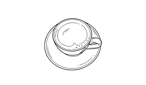 Hand drawn cappuccino line sketch vector in Procreate style minimal cafe illustration isolated