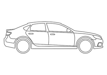 Obraz premium Line art illustration of a modern sports car side view