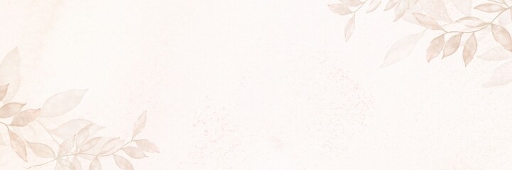 Obraz premium Aesthetic watercolor leaf background, beige textured design