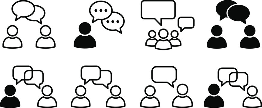 Communication people icon collection set chat symbols, speech bubble conversation pack, isolated vector illustration dialogue users