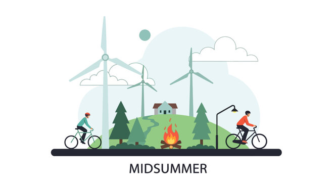 Midsummer celebration with wind energy and cycling