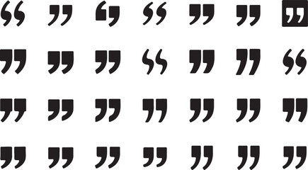 Variations in quotation mark typography styles and designs displayed in a grid format silhouette vector icon © Mostakim72