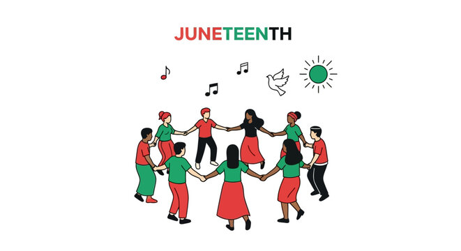 Juneteenth Celebration of Freedom and Unity with Diverse People Dancing