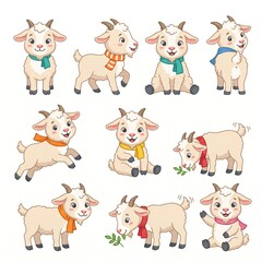 Fototapeta premium Goat Character Set..