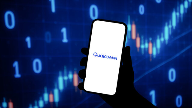 Qualcomm logo displayed on a smartphone screen &ndash; Delhi, India &ndash; June 04, 2025
