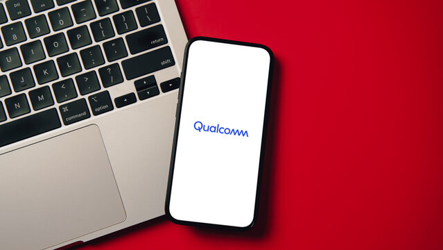 Qualcomm logo displayed on a smartphone screen &ndash; Delhi, India &ndash; June 04, 2025
