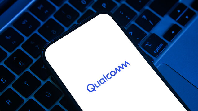 Qualcomm logo displayed on a smartphone screen &ndash; Delhi, India &ndash; June 04, 2025
