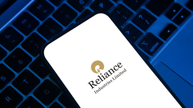 Reliance Industries logo displayed on a smartphone screen &ndash; Delhi, India &ndash; June 04, 2025
