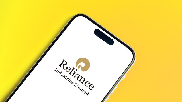 Reliance Industries logo displayed on a smartphone screen &ndash; Delhi, India &ndash; June 04, 2025
