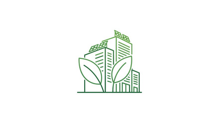 Fototapeta premium Green city concept with eco-friendly buildings and solar panels.