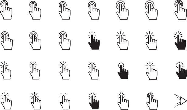 Collection of various hand gestures used for touchscreen interactions and device controls vector icon