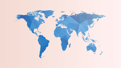 Fototapeta premium Blue Low Poly Geometric World Map Flat Layout for Business and Travel Vector Illustration