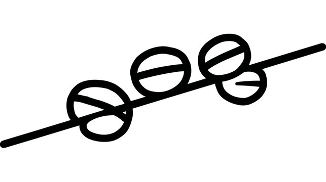 Abstract illustration of four circles crossed by a line isolated on white