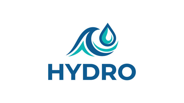 Hydro Logo Design with Water Wave and Drop.