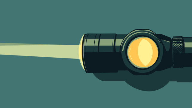 A stylized illustration features a flashlight emitting a bright beam against a cool-toned background