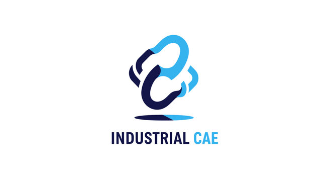 Industrial CAE Logo - Modern Design with Blue and White Colors.