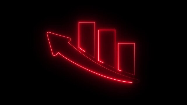 Neon business graph animation increased. Abstract neon line business graph animation. Abstract business growth and start up business concept ,growth concept royal neon line