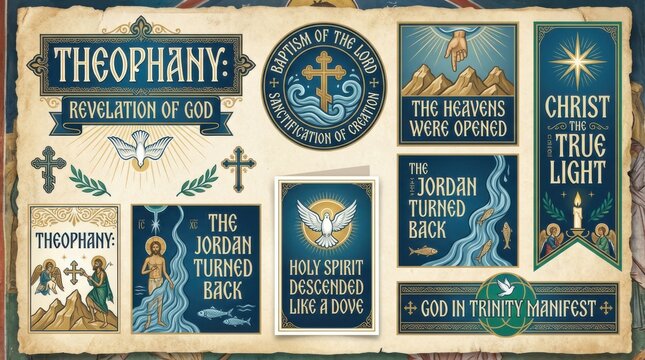 graphic epiphanytheophany eastern orthodox typography quote set for themed visual design projects ready for posters cards web banners and social media graphics