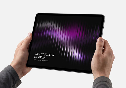 Hand Holding Tablet Screen Mockup