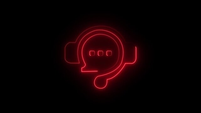 neon live chat and rating stars interface on black background .