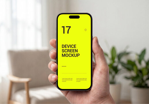 Hand Holding Mobilephone Screen Mockup