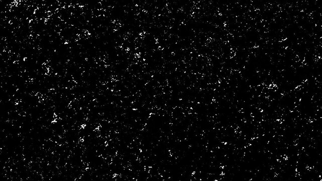 Black Grunge Dust Texture Overlay,Dark flickering noise with white grit and grain for vintage film effect and cinematic backdrop.