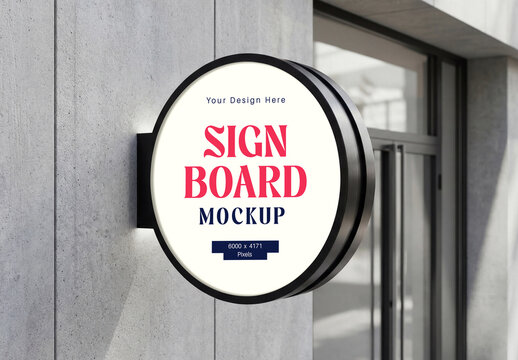 Round Street Signboard Mockup