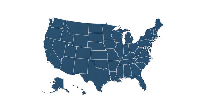 Dark Blue United States Map Silhouette